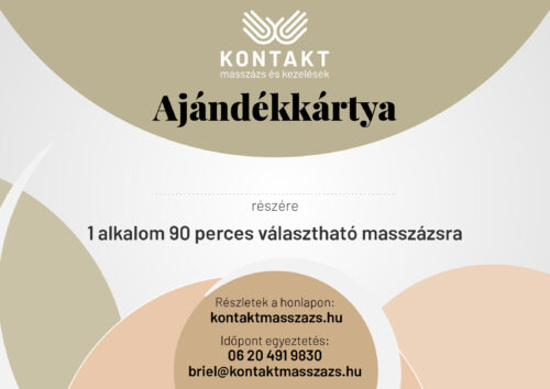 ajandekkartya 2025-2 Ajándékkártya, 1 alkalom, 90perc