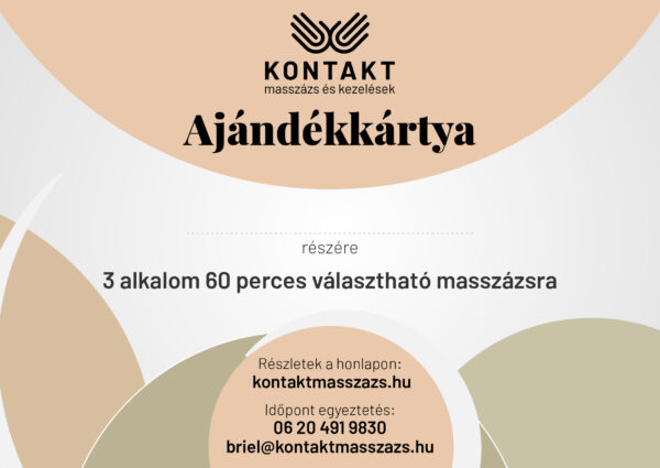 Ajándékkártya, 3 alkalom, 60perc